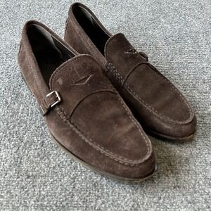 Tod's Suede Loafer Shoes Mens Size 9.5 Brown Buckle Slip On Casual Made Italy